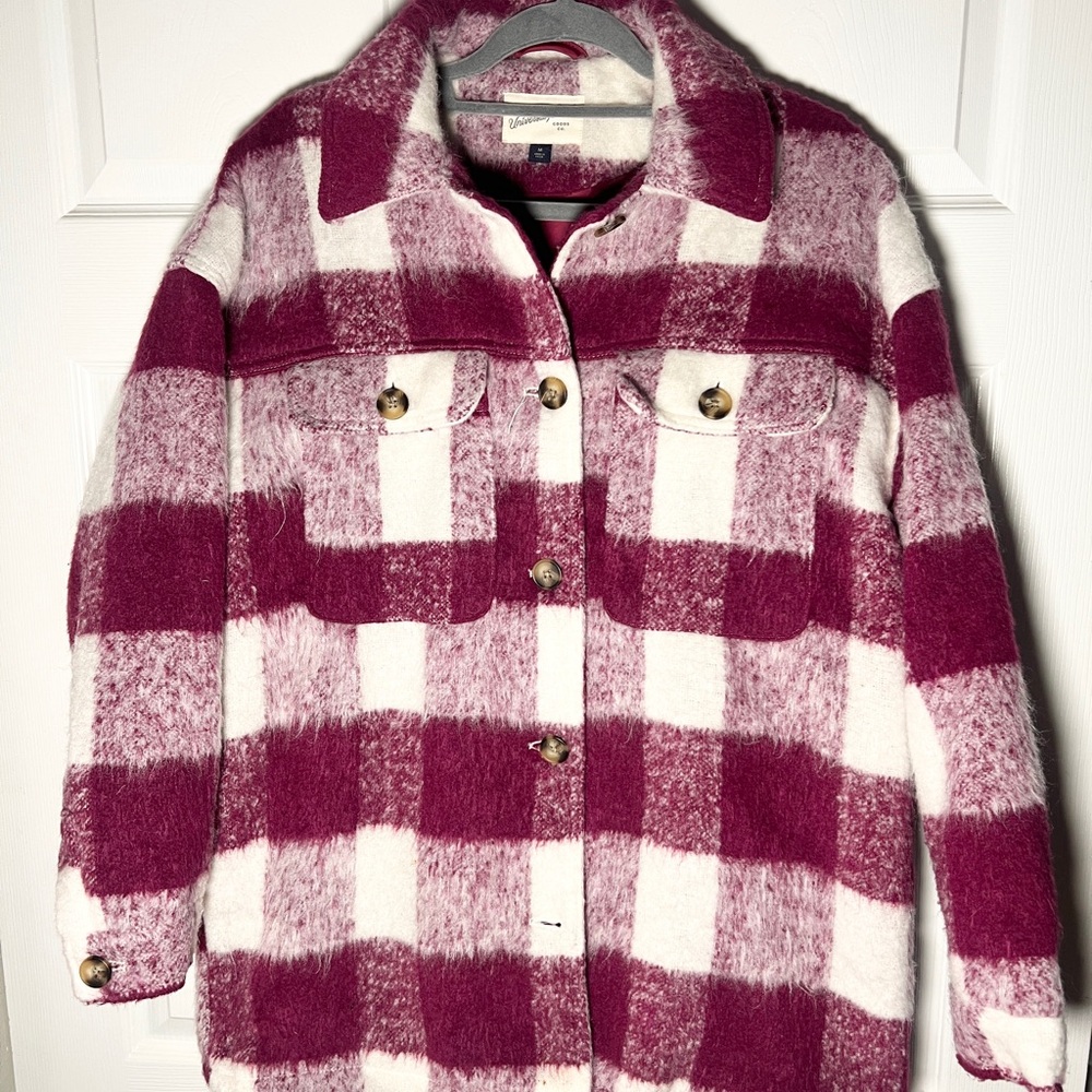 Universal Thread purple and white oversized plaid jacket